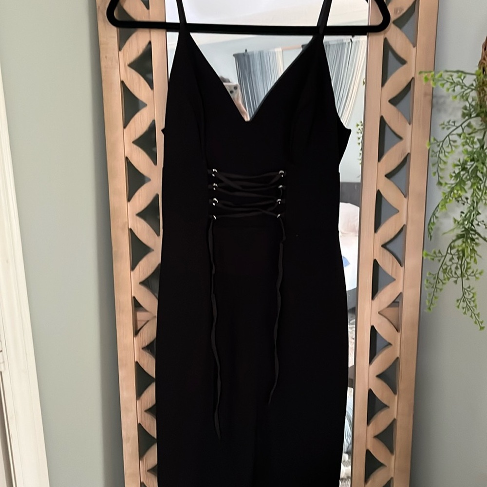 Black corset cocktail dress